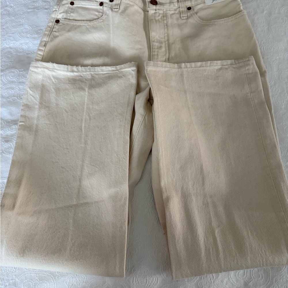 J. Crew Full Length Demi Boot Pants in Cream